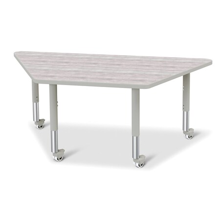 Jonti-Craft Berries Trapezoid Activity Table, 30 in. x 60 in., Mobile, Driftwood Gray/Gray/Gray 6443JCM450
